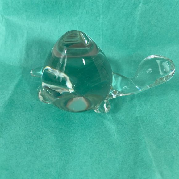Vintage Art Glass Blown Glass paperweight Turtle clear - Picture 6 of 9